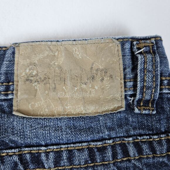 A Prodigee Distressed Y2K Jean Faux Leather Pocket Flap Southpole Blue Men 36x29 - Picture 11 of 14